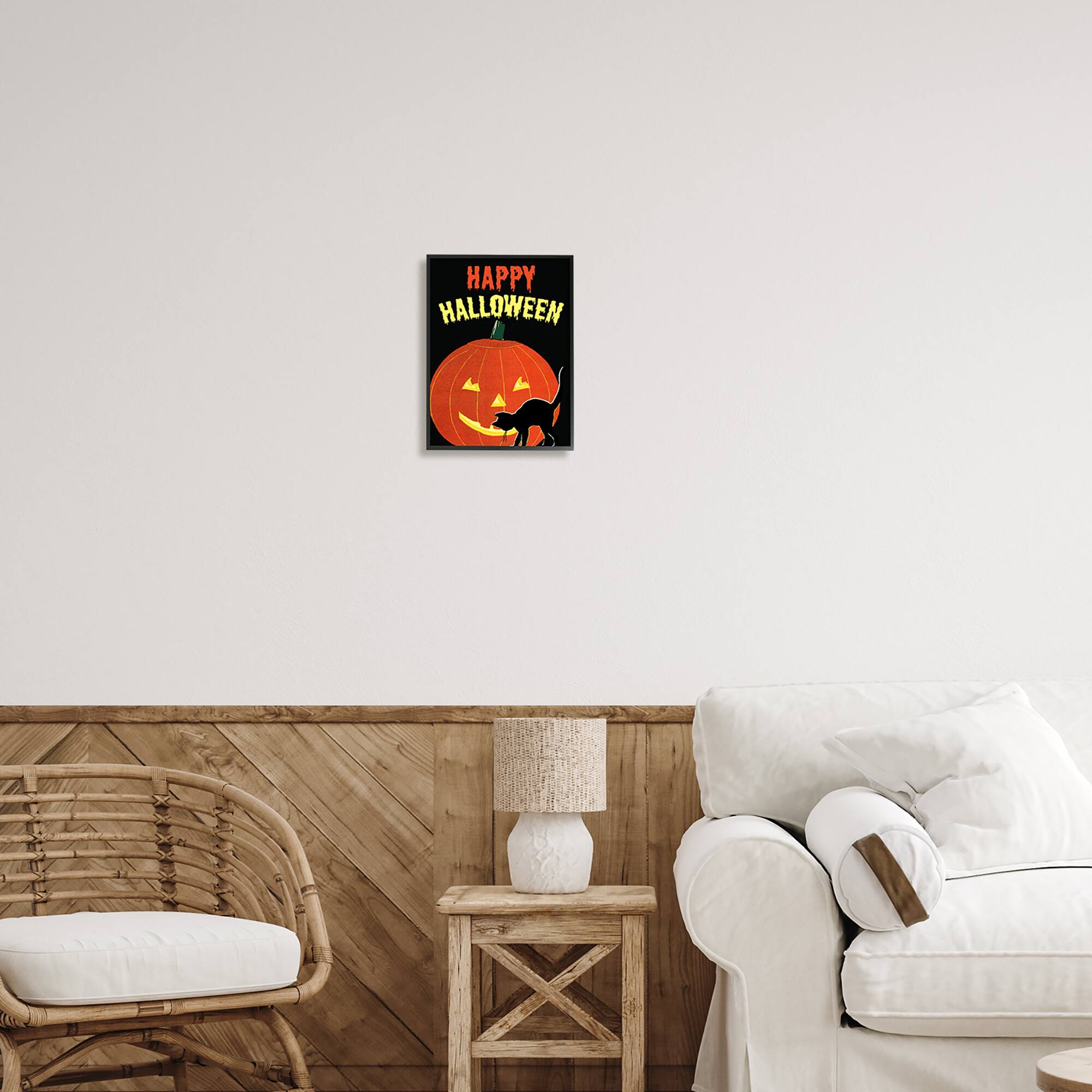 Stupell Industries Happy Halloween Haunted Jack-o-Lantern Framed Giclee Art